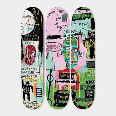 Jean-Michel Basquiat: Skateboard Triptych In Italian.