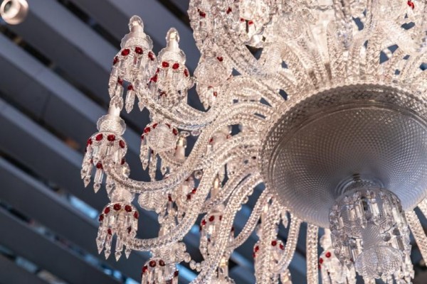 Close up shot of a luxurious Baccarat chandelier