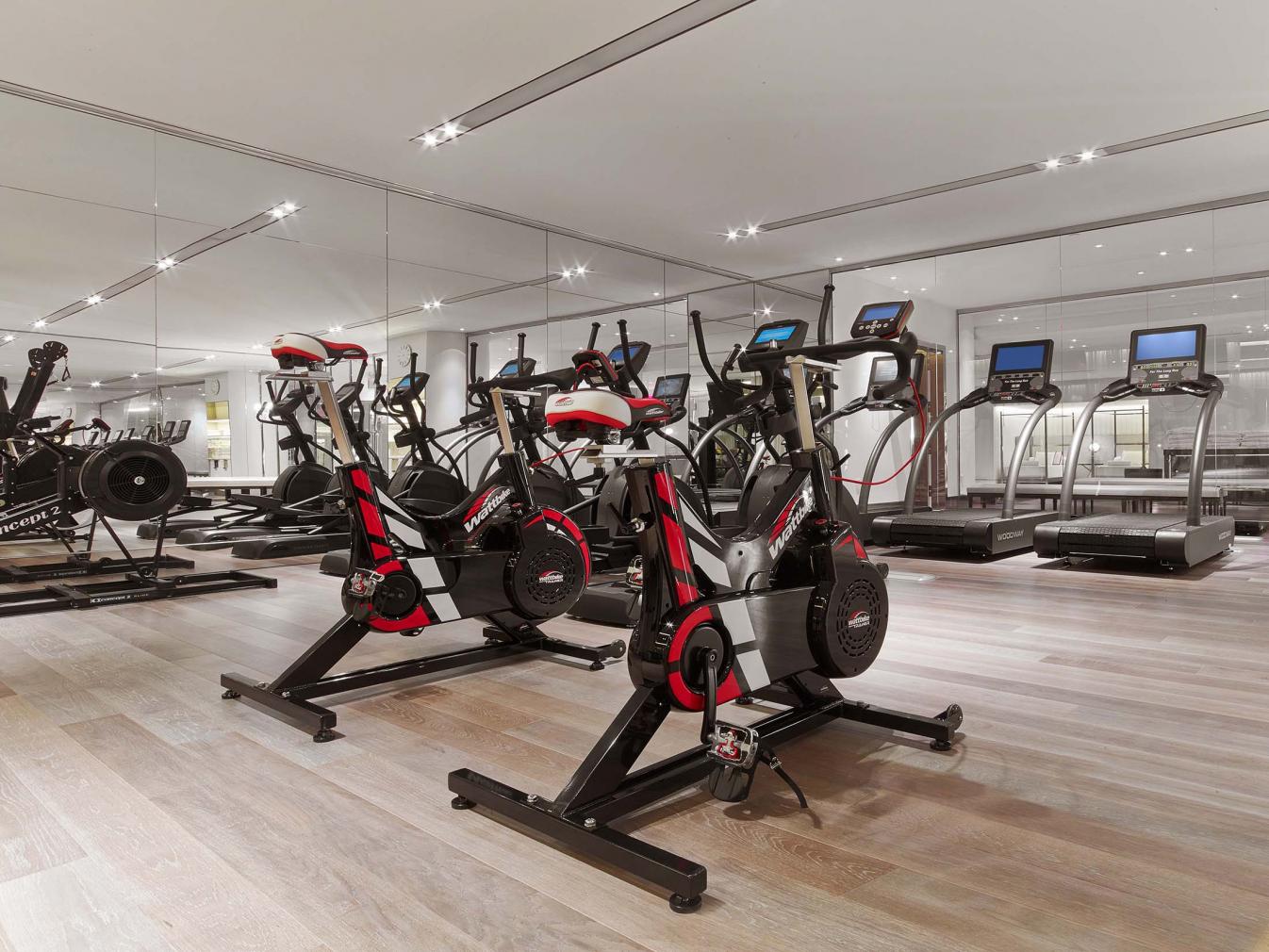 Elliptical machines in the fitness room at Baccarat hotel