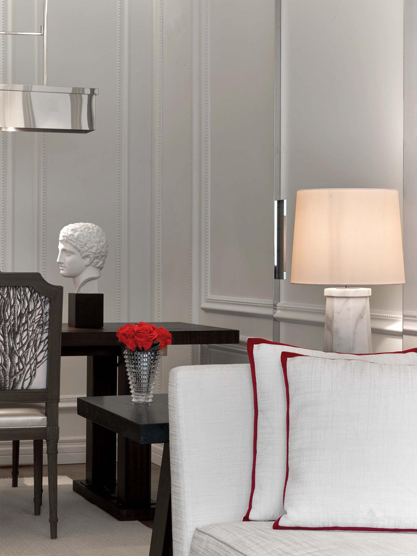 Baccarat Hotel prestige suite room sculpture, chair