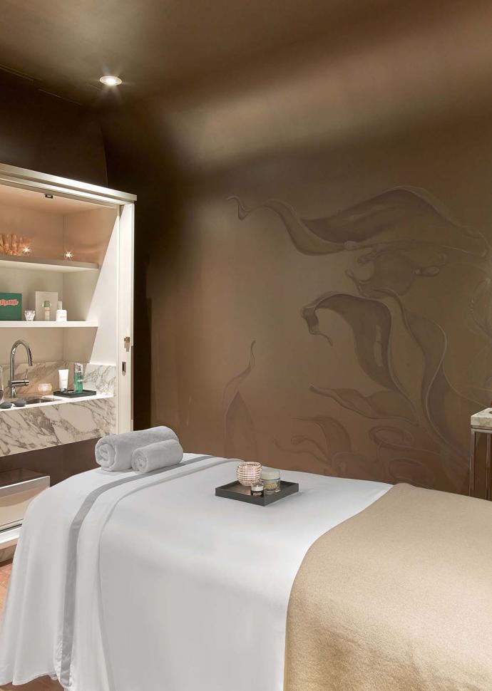 A treatment room at luxury NYC Spa de la Mer, Baccarat Hotel