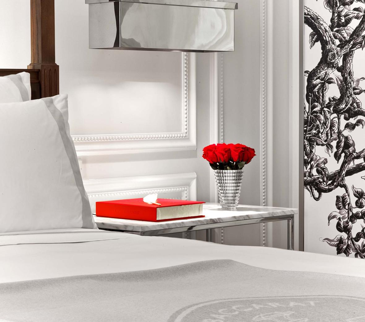 A bedside table at Baccarat Hotels