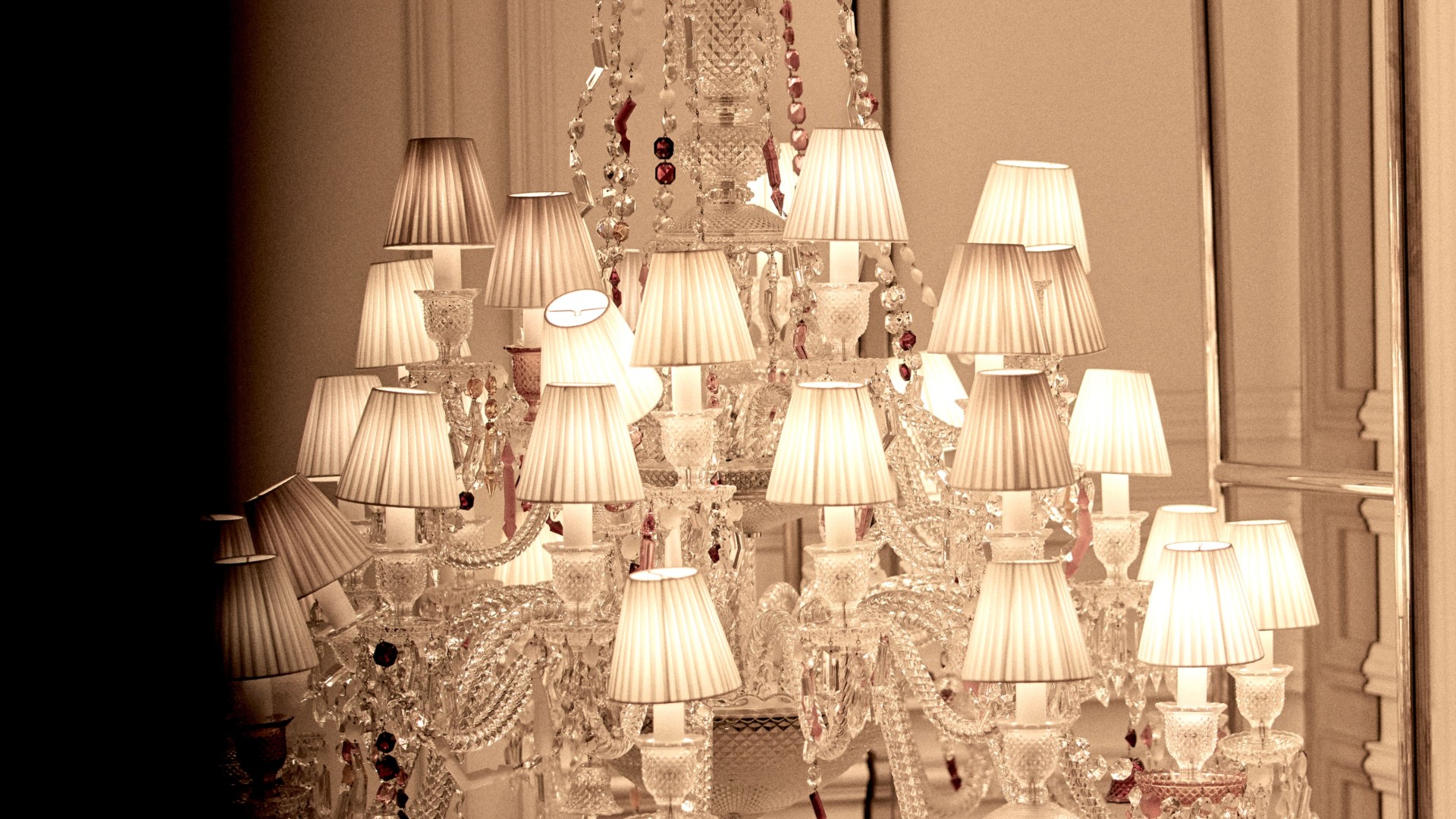 A lit chandelier