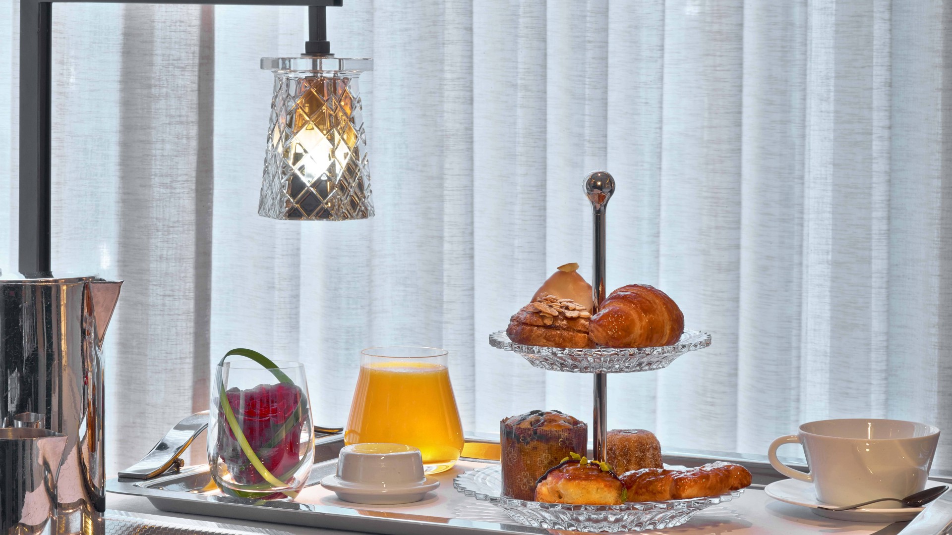 A continental breakfast spread