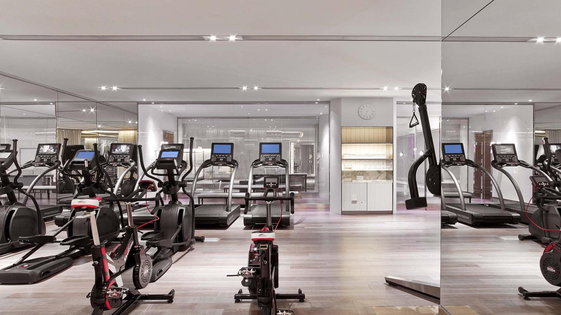 A fitness gym with workout equipment