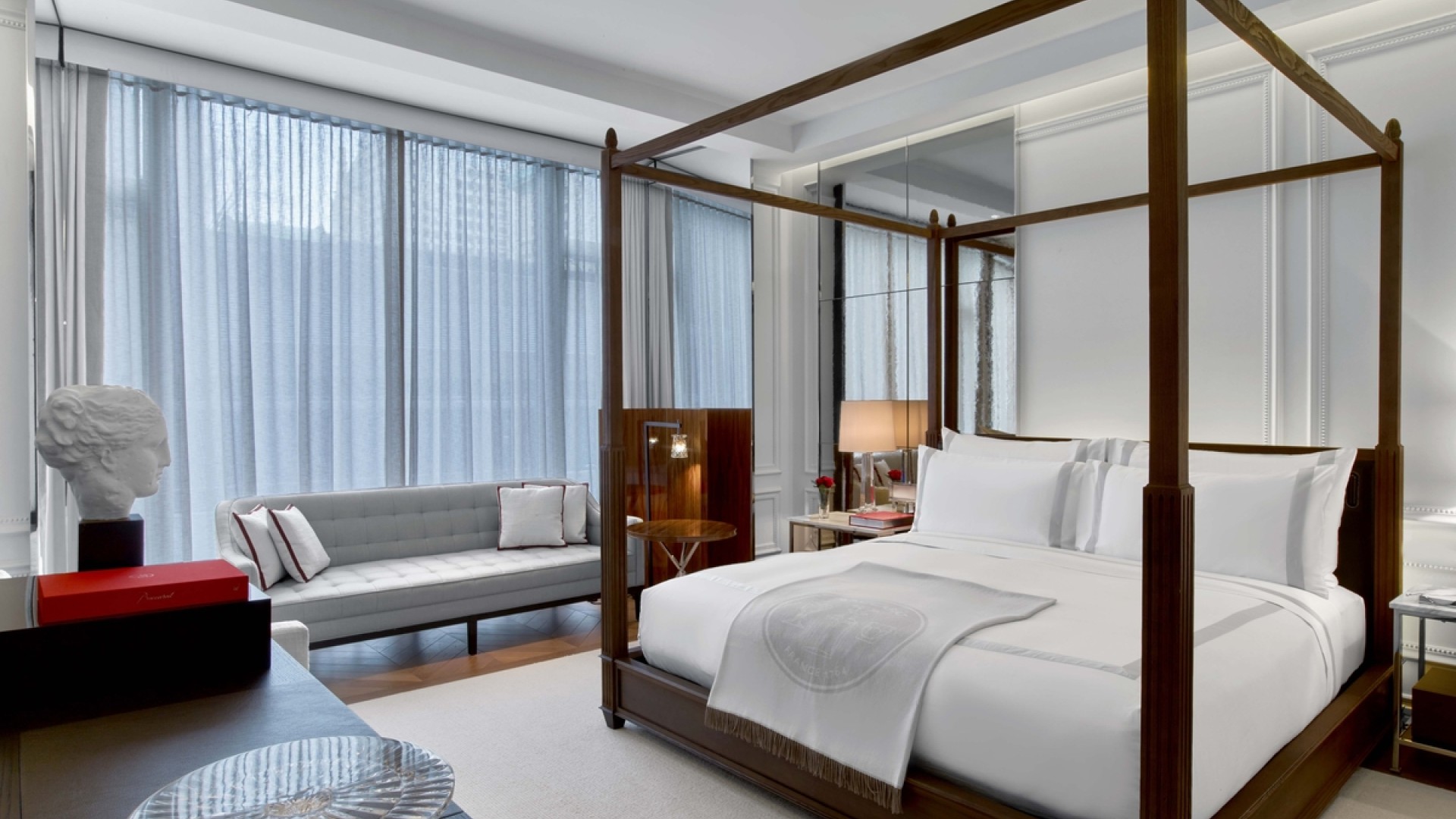 Desk and king bed in a grand classic king room