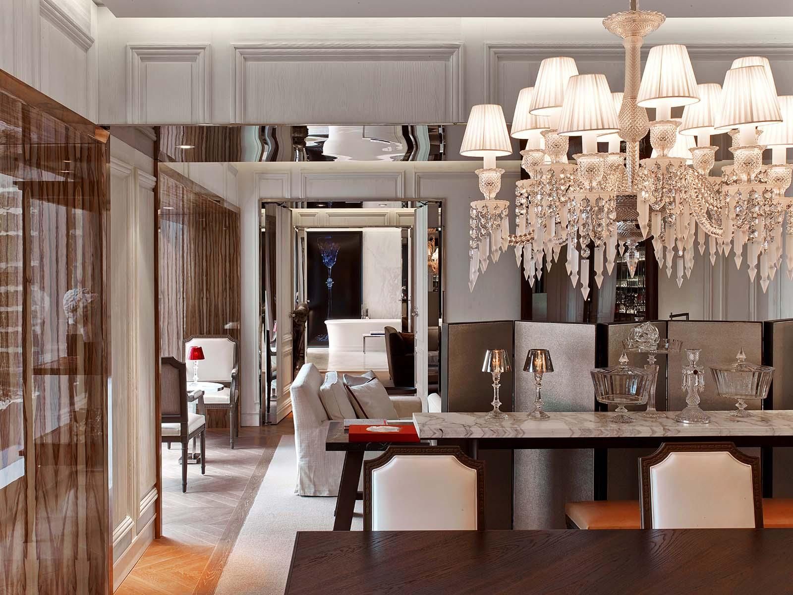 Baccarat suite bathroom with soaking tub at Baccarat hotel