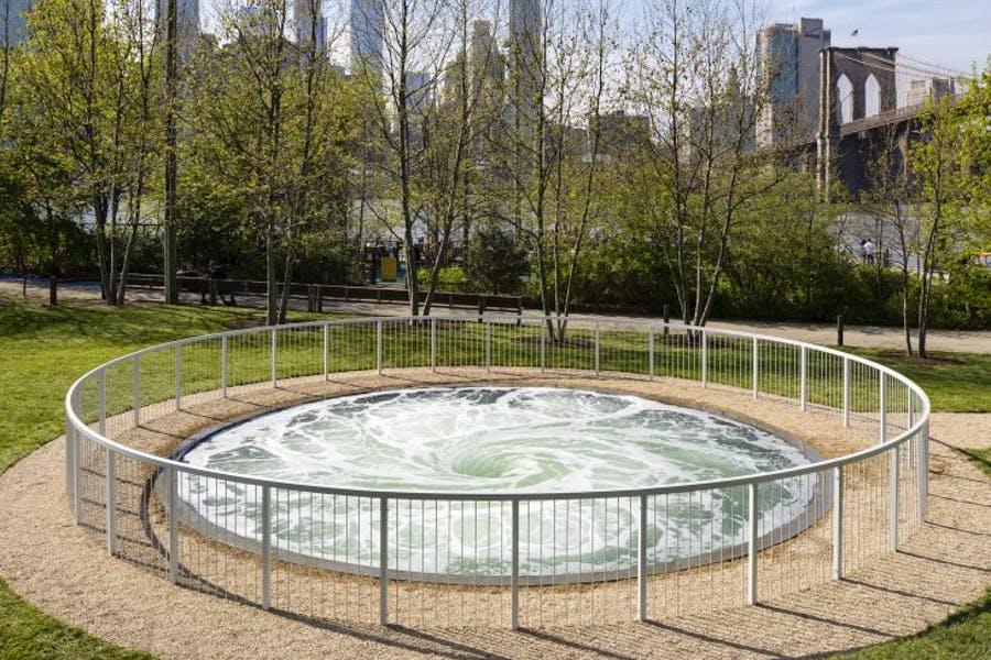 fountain in New York City near Baccarat hotel