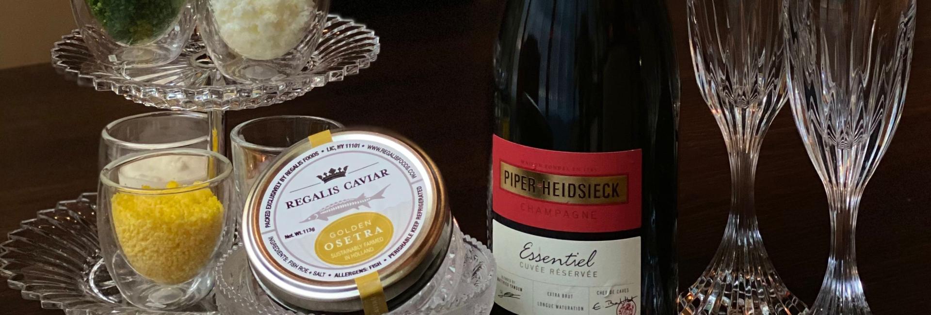 Indulge in this traditional caviar service with all the accoutrements