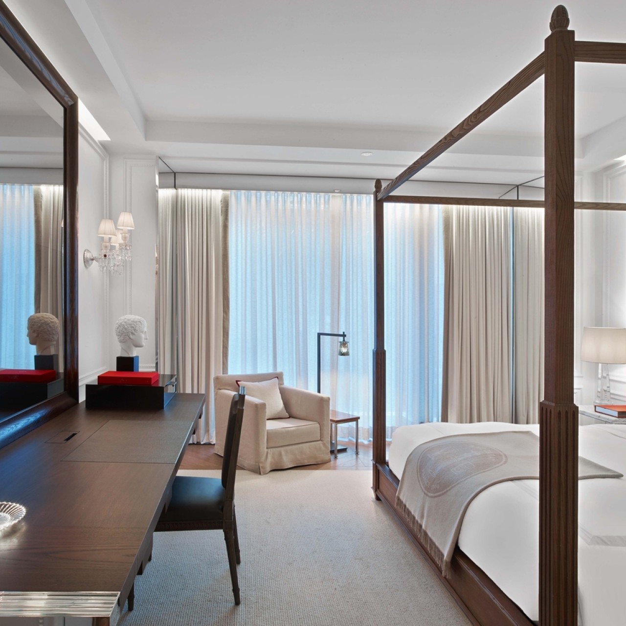 Desk and bed in a classic king room