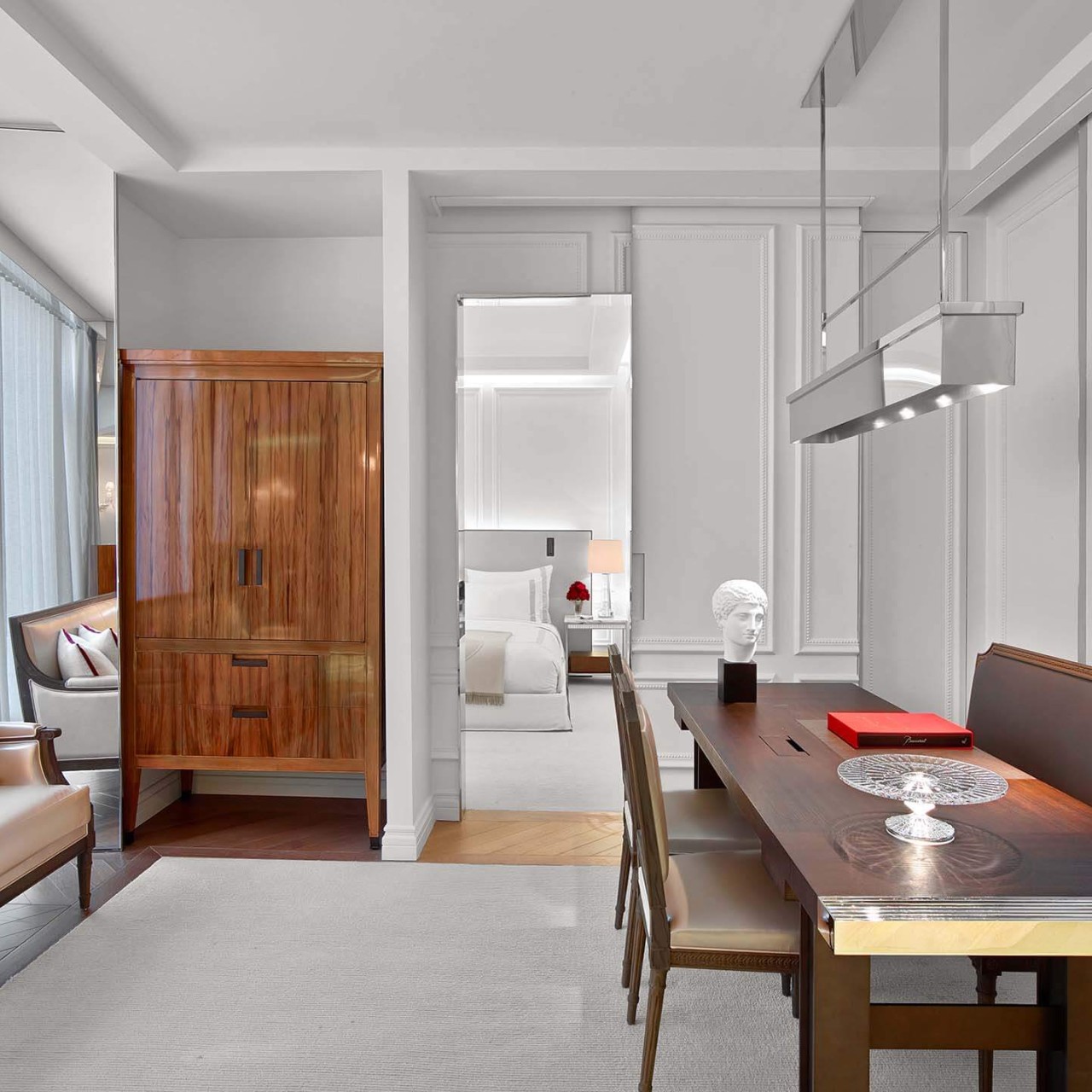 Dining table, living space and view of room in a Classic Suite