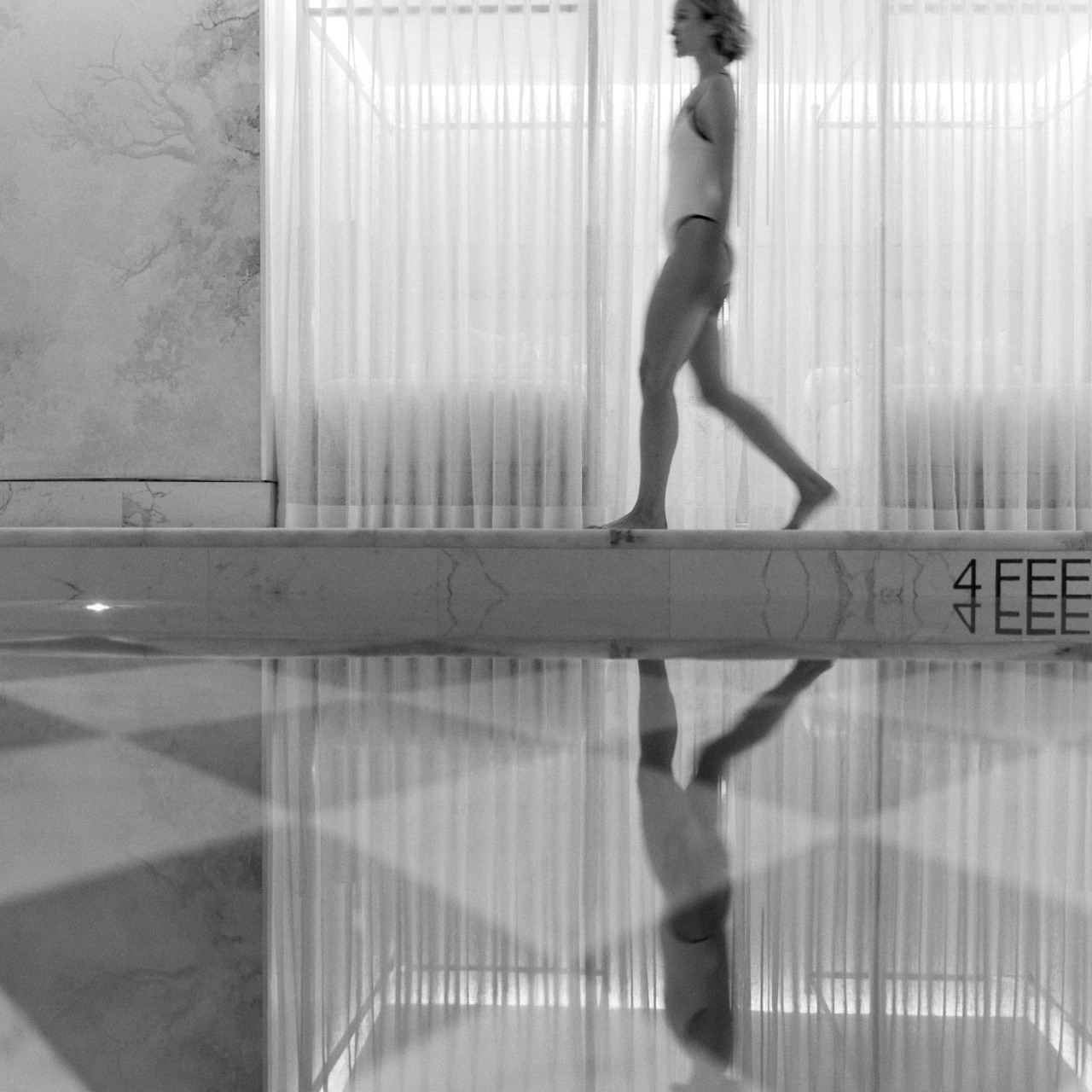 walking poolside