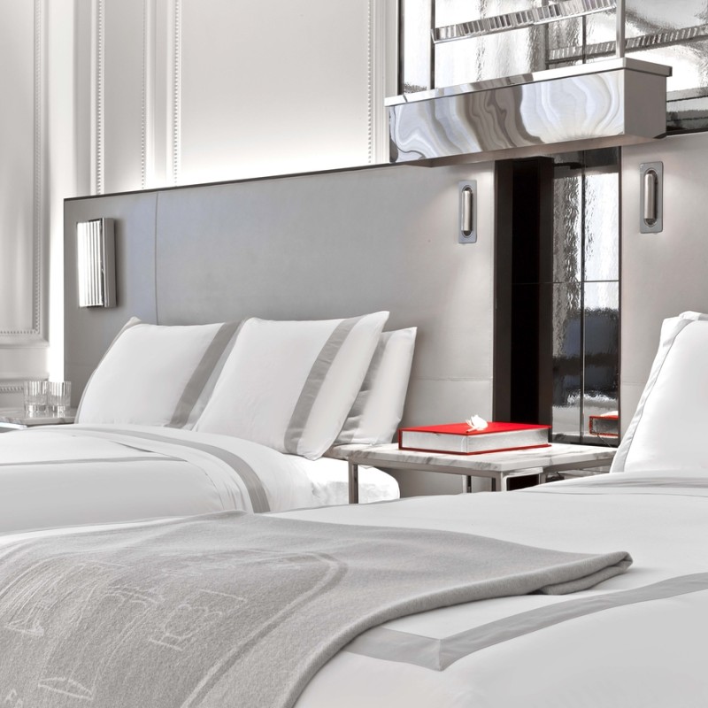 Close up of 2 beds in a double room at Baccarat