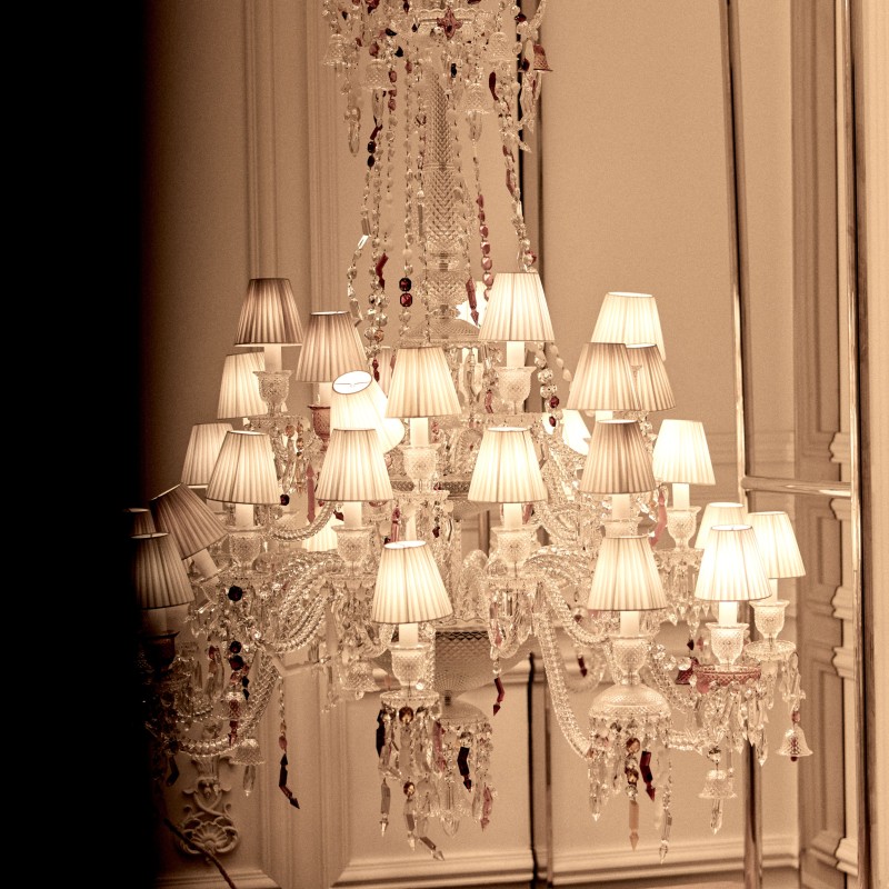 A lit chandelier