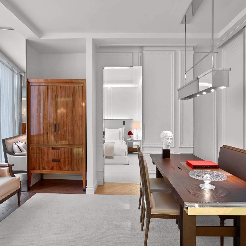Dining table, living space and view of room in a Classic Suite