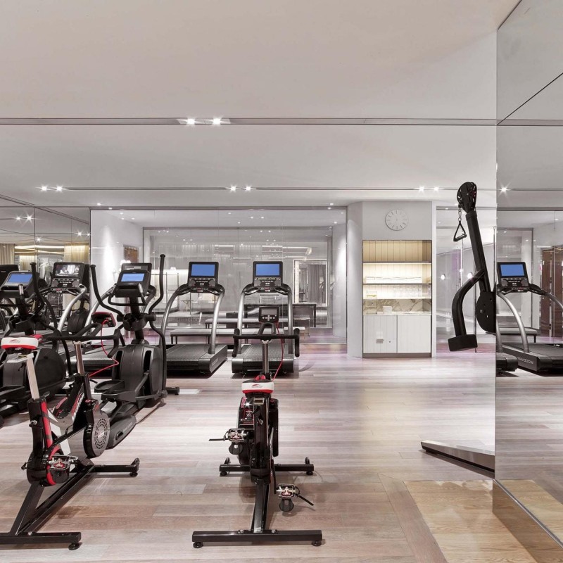 A fitness gym with workout equipment