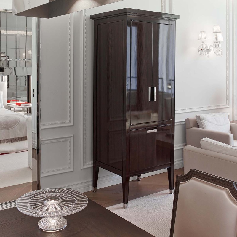 A tall hutch in the living space 
