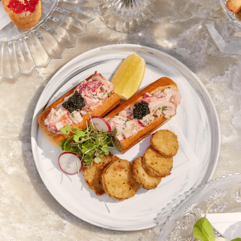A lobster roll on a plate